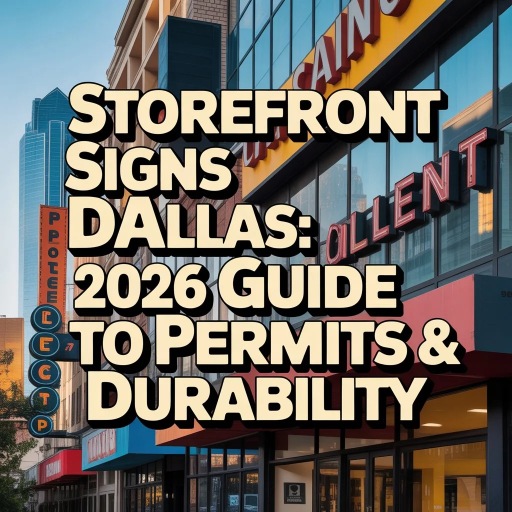 3D resin storefront signs at a Dallas strip mall designed for high visibility and Texas heat durability.