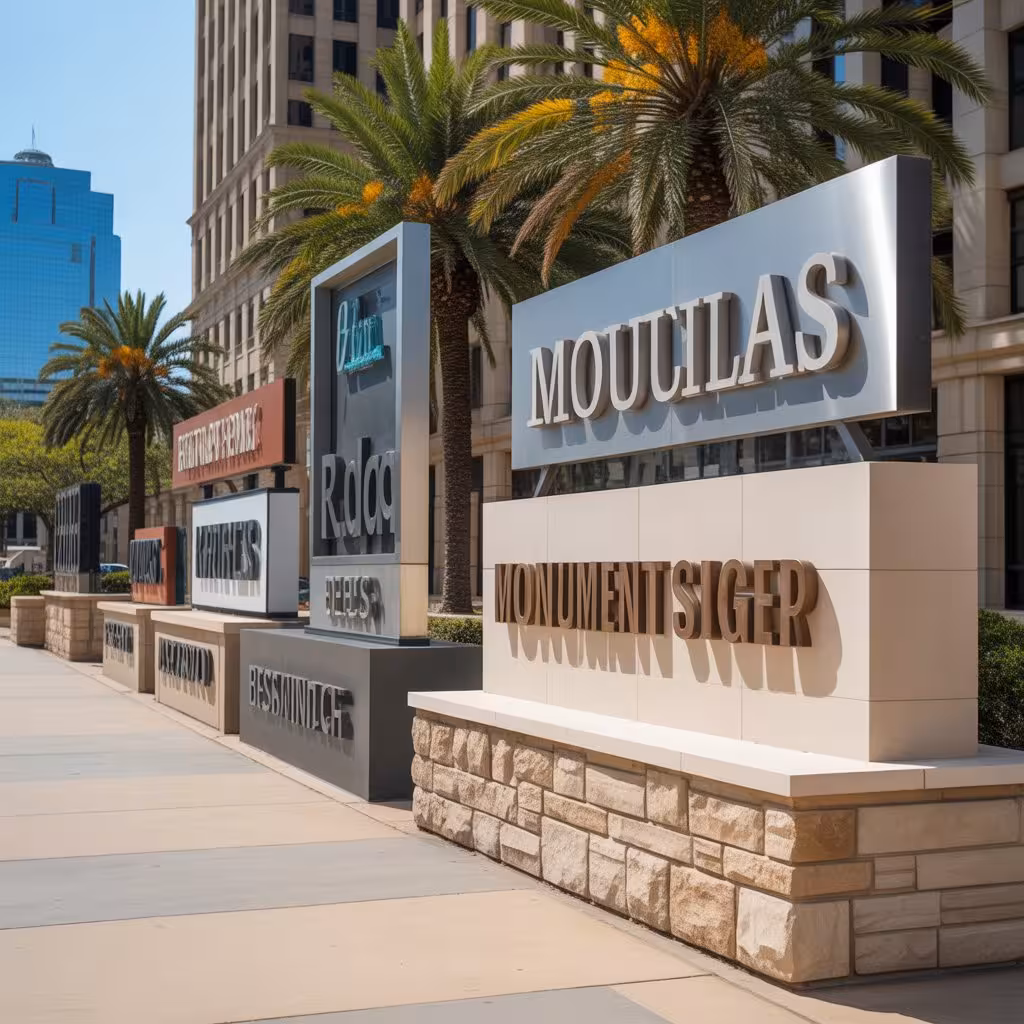 Monument signs lifespan Dallas with durable materials in Texas heat